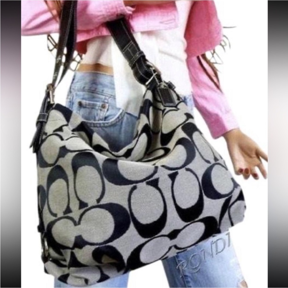 New! Coach Black and Gray Monogram Shoulder Bag-Rare!